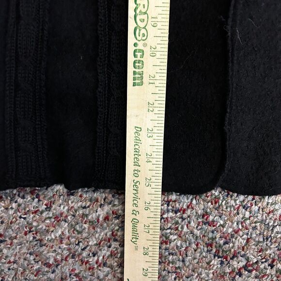 Venario NWT Women's Black Boiled Wool Cable Knit Toggle Cardigan Sweater Sz M - Picture 14 of 15
